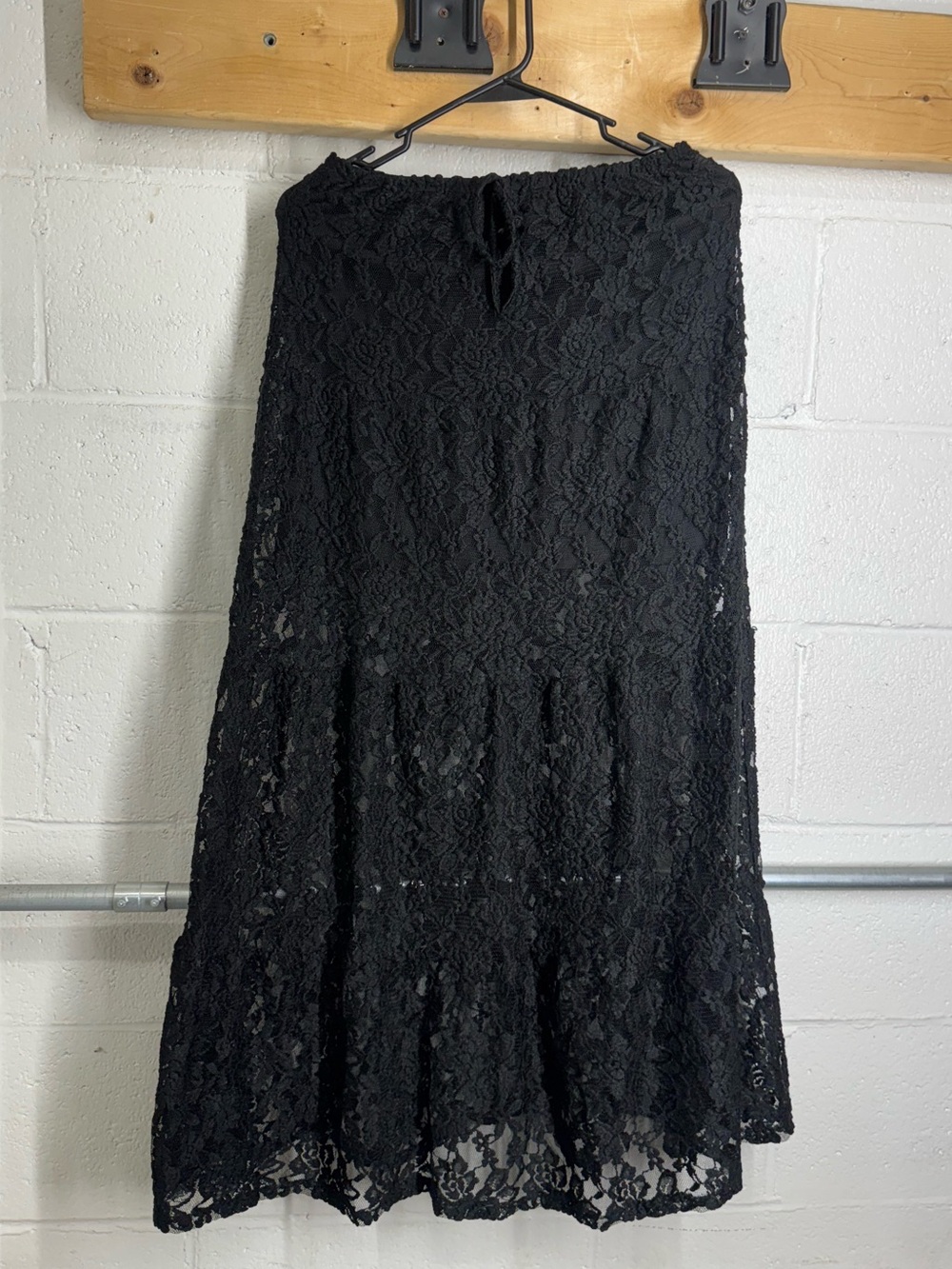 Mimi Chica Black Lace Tiered Maxi Skirt